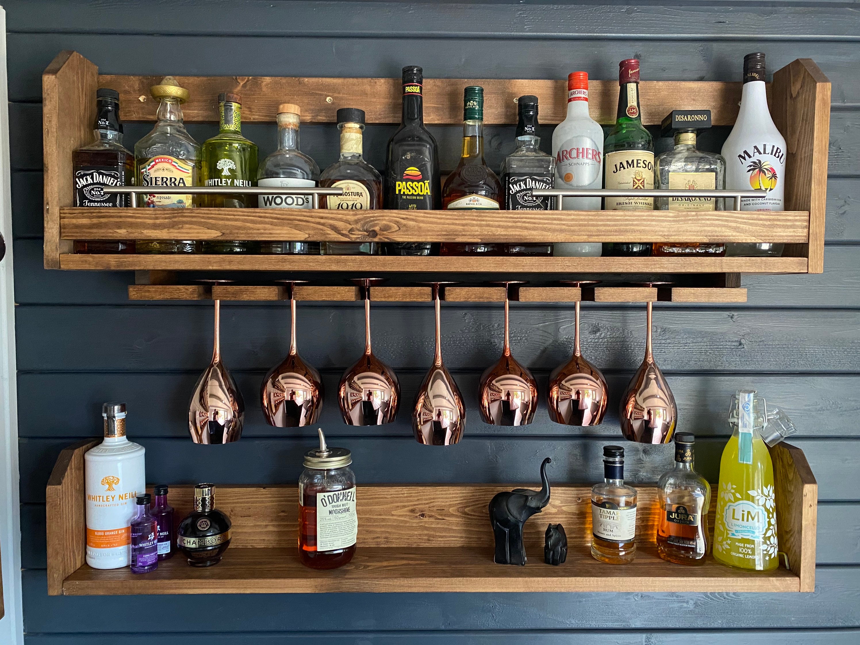 Talbot Wall-Mounted Garden Bar Drinks Rack Set