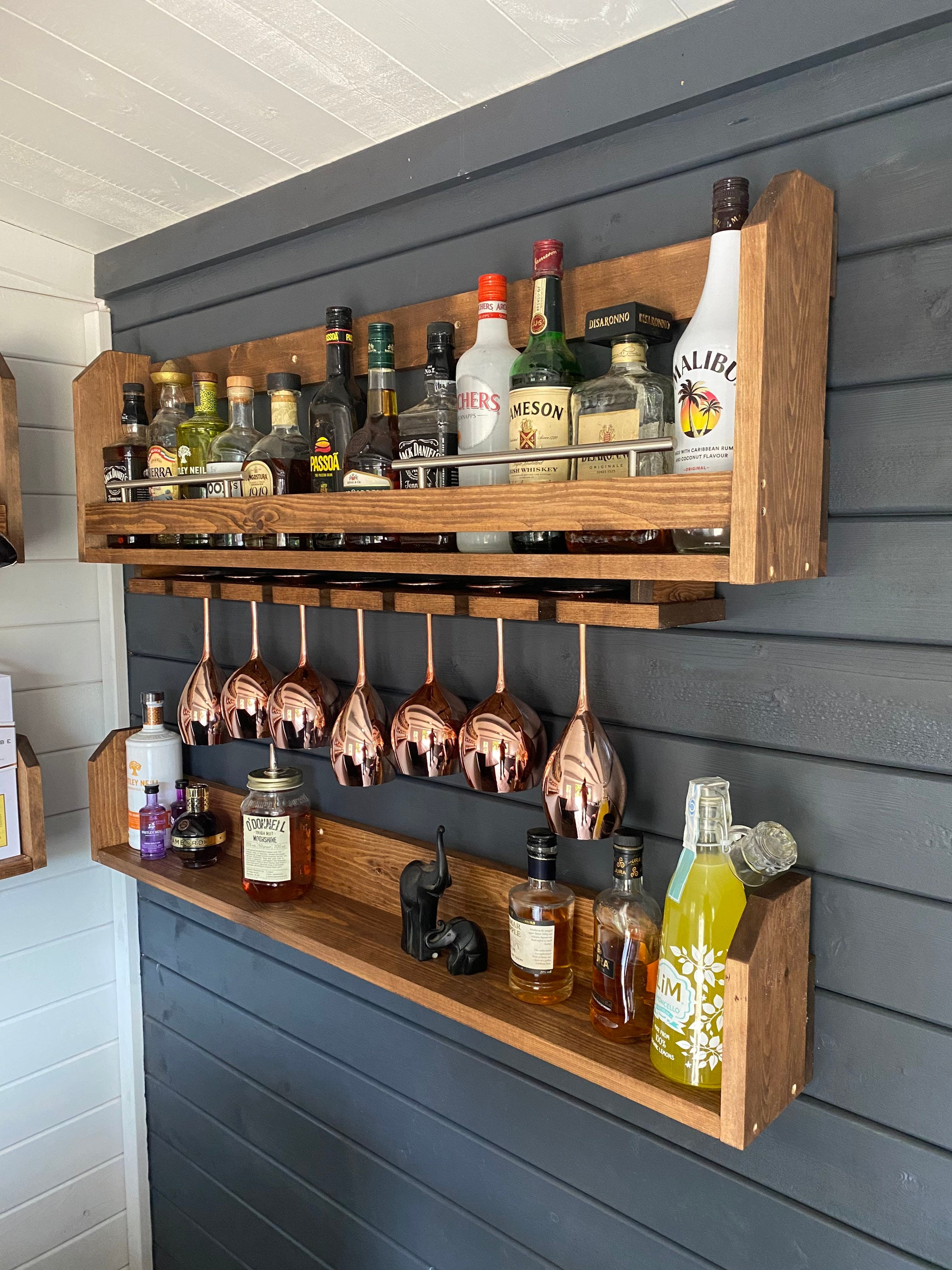 Talbot Wall-Mounted Garden Bar Drinks Rack Set