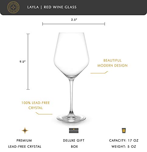 JoyJolt Layla 17 oz Red Wine Glasses, Set of 4