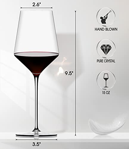 Set of 4 Crystal Red Wine Glasses