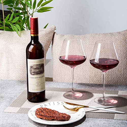 Set of 4 Hand Blown Burgundy Wine Glasses