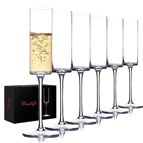 Elegant Hand Blown Crystal Champagne Flutes Set