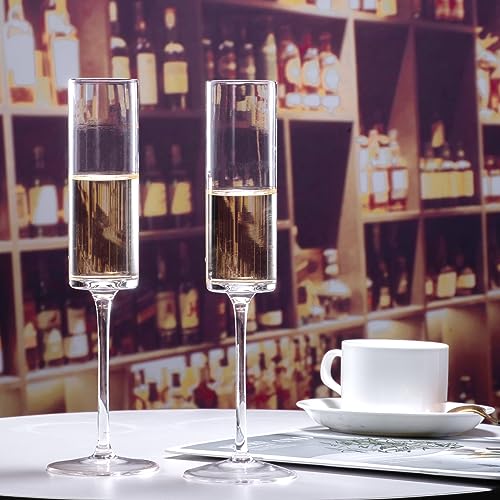 Elegant Hand Blown Crystal Champagne Flutes Set
