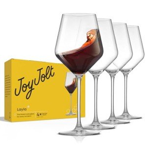 JoyJolt Layla 17 oz Red Wine Glasses, Set of 4