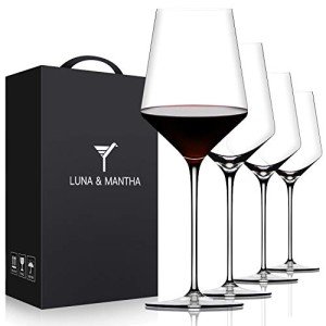 Set of 4 Crystal Red Wine Glasses
