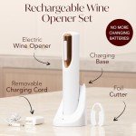 Electric Wine Opener with Charging Base & Foil Cutter