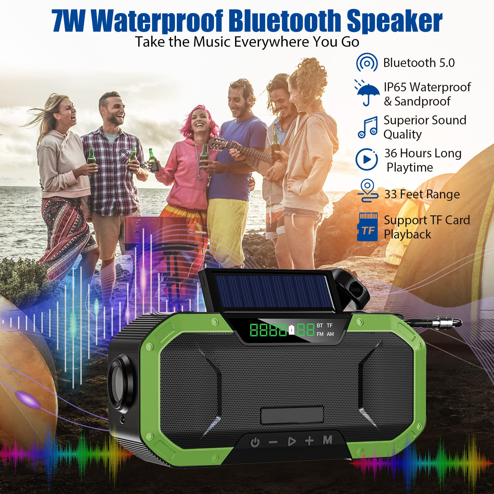 iFanze Solar Hand Crank Weather Alert Radio