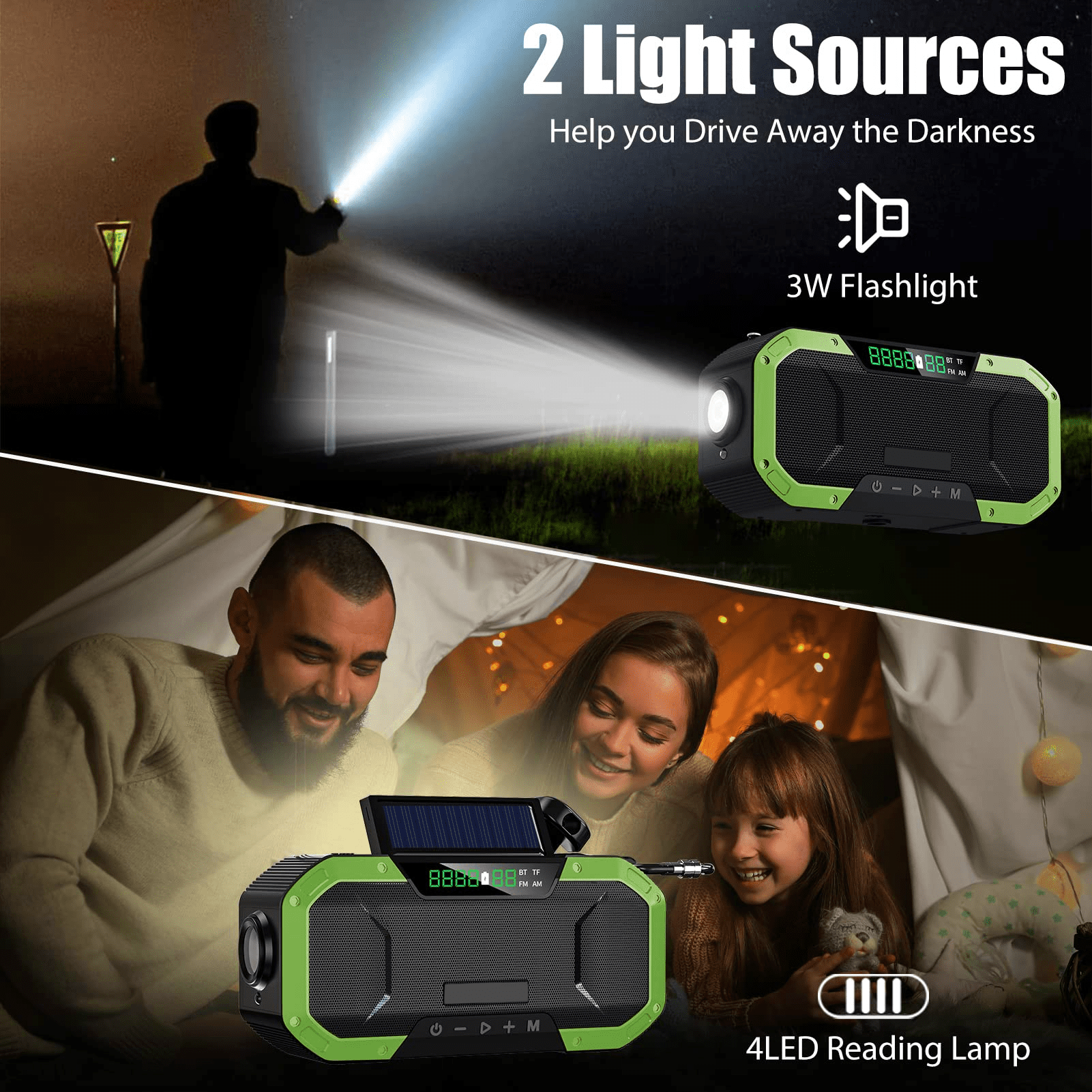 iFanze Solar Hand Crank Weather Alert Radio