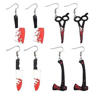 Bloody Knife Dangle Earrings - Halloween Horror Set