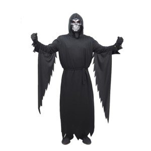 Adult Black Terror Hooded Horror Costume with Mask