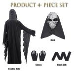 Adult Black Terror Hooded Horror Costume with Mask