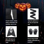 Adult Black Terror Hooded Horror Costume with Mask