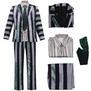 Beetle Juice Men's Striped Costume for Halloween