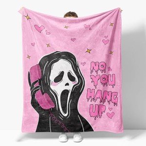 Snycler Scary Face Pink Ghost Blanket