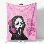 Snycler Scary Face Pink Ghost Blanket