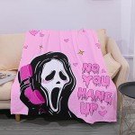 Snycler Scary Face Pink Ghost Blanket