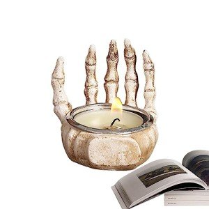 Spooky Skeleton Skull Tea Light Candle Holder