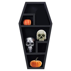 Gothic Wooden Coffin Makeup Holder with Shelves