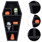 Gothic Wooden Coffin Makeup Holder with Shelves