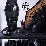 Gothic Wooden Coffin Makeup Holder with Shelves