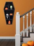 Gothic Wooden Coffin Makeup Holder with Shelves