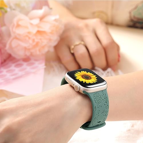 Floral Engraved Silicone Bands for Apple Watch