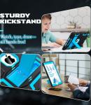 Heavy Duty iPad Case with Kickstand - Black/Sky Blue