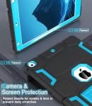 Heavy Duty iPad Case with Kickstand - Black/Sky Blue