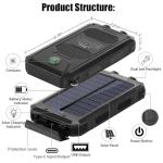 20000mAh Waterproof Solar Power Bank for Phones