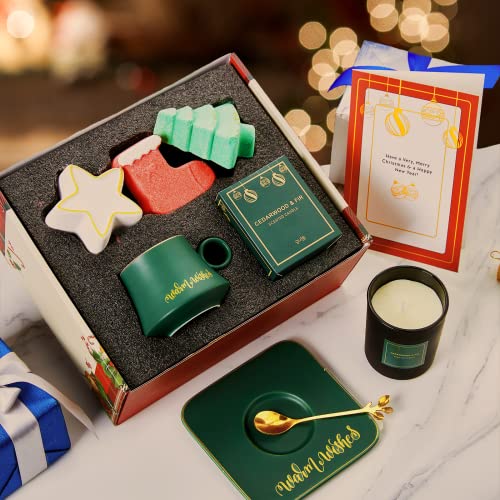 Christmas Spa Gift Basket for Women with Coffee and Candle