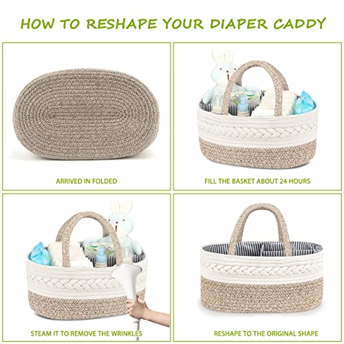 Baby Diaper Caddy with Compartments and Handles