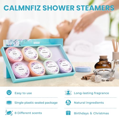 CalmNFiz Shower Steamers - 8 Fragranced Bombs in Gift Box