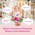 Baby Girl Clothing Bouquet Gift Basket with Teddy Bear