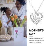 Mom Heart Pendant Necklace Gift for Christmas