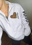Funny Mom Leopard Heart Graphic Pullover Sweatshirt