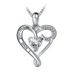 Sterling Silver Heart Pendant Necklace for Mom