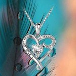 Sterling Silver Heart Pendant Necklace for Mom
