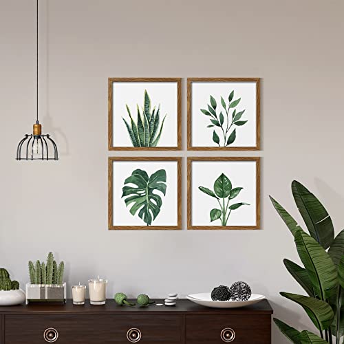 Square Walnut Photo Frame Set - Tropical Leaves