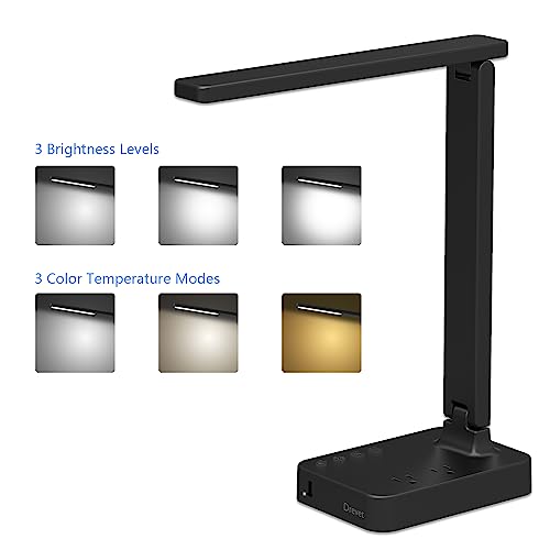 LED Desk Lamp with USB and Power Outlets