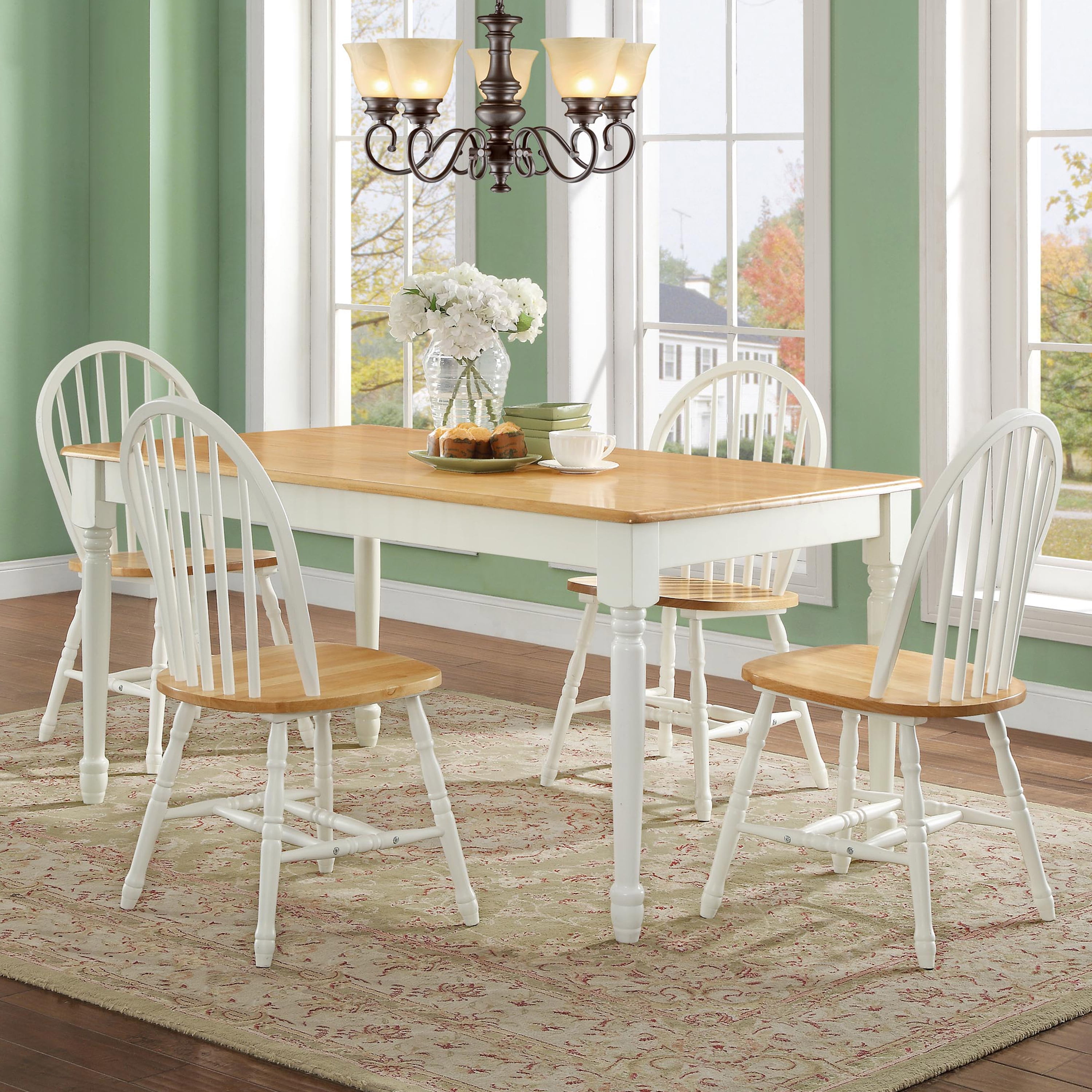 Autumn Lane Windsor Dining Chairs, White/Oak (Set of 2)