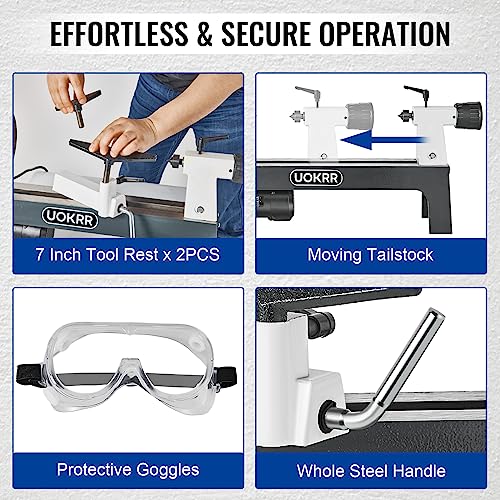 UOKRR Mini Benchtop Wood Lathe for Turning Projects