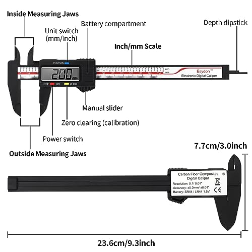 Esydon 6 inch Digital Caliper with LCD Screen