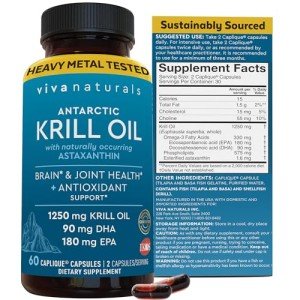 Antarctic Krill Oil Omega-3 Supplements 1250 mg