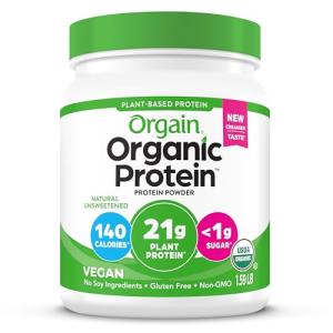 Orgain Vegan Protein Powder, Natural Unsweetened, 21g Protein