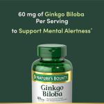 Nature's Bounty Ginkgo Biloba Herbal Supplement, 200 Capsules