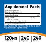 Nutricost Extra Strength Ginkgo Biloba 120mg, 240 Capsules