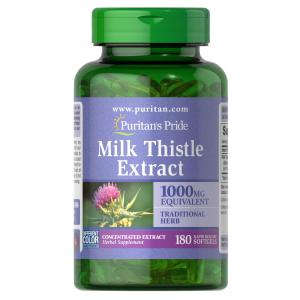 Puritan's Milk Thistle 4:1 Extract 1000mg 180 Softgels (Silymarin) Liver Health