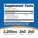 Nutricost Ginger Root Extract 2,200mg, 240 Capsules