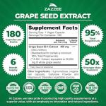 Zazzee Grape Seed Extract 400mg - 180 Vegan Caps