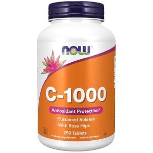 NOW Foods Vitamin C 1000mg with Rose Hips, 250 Tablets
